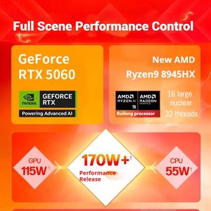 โน้ตบุ๊ก Ryzen 9 8945HX 16GB 1TB แบบพกพา OEM <span class=keywords><strong>นิ้ว</strong></span> RTX5060 สำหรับนักเรียนเล่นเกม - Product Image 4