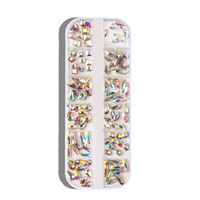 Kit de Strass en Verre Cristal AB Multi-formes pour Nail Art avec Stylo à Points et Pince à Épiler – Fournitures de Manucure DIY pour Salon – Offre Spéciale