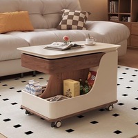 Table d'appoint mobile de style nordique moderne pour salon, avec plateau en pierre, table de chevet haut de gamme, petite table à roulettes