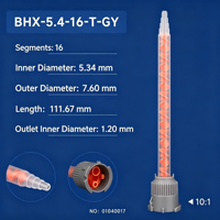 16 tubes mélangeurs statiques 1:1 de 50 ml avec buse et capuchon gris pour adhésif bicomposant 10:1 de 50 ml