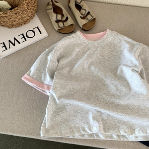 เสื้อยืดคอกลมแขนสั้นสำหรับเด็กผู้หญิงคอกลมสีสันสดใสฤดูร้อน - Product Image 5