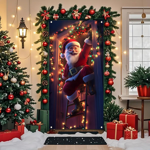 Décoration de porte de Noël amusante pour la veille de Noël, fond de porte suspendu pour les fêtes de Noël - Product Image 3