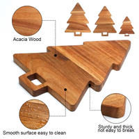Ensemble de planches à découper de cuisine avec poignées, accessoires de cuisine en acacia, planche à découper en forme de sapin de Noël, planche à charcuterie