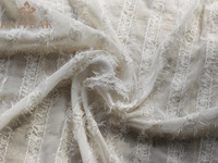 Tissu en mousseline rayé à volants HAPPEAK, tissu transparent à fils coupés pour robe de soirée femme