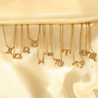 Collier Horoscope en Zircon Plaqué Or 18K en Gros Personnalisé, Bijoux en Acier Inoxydable, Collier Zodiaque 12 Signes pour Femmes