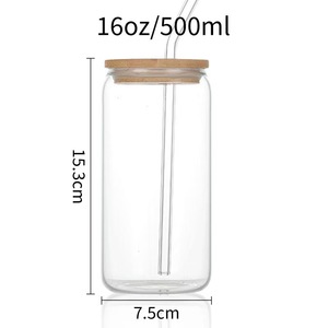Cao borosilicate chịu nhiệt nhiệt đới Nắp Bow Glass drinkware lớn-công SuấT rơm cho nước trái cây trà sữa cola-đơn giản cốc thủy tinh - Product Image 3