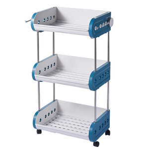 Bathroom Storage <b>Rack</b> 60X70cm 4-Tier Freestanding Durable Plastic Organizer For Toilet And <b>Shower</b> Shelf With Wheels - Product Image 3