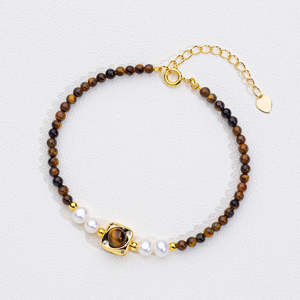 Wholesale Tiger's Eye Freshwater <b>Pearl</b> <b>Bracelet</b> <b>for</b> <b>Women</b> High-End Turquoise Natural Stone Cross-Border Exploitive Handmade - Product Image 5