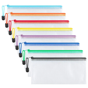 Wholesale Size A4 Colorful 30pcs PVC Mesh Zipper <strong>Document</strong> <strong>Pouches</strong> Transparent File Bag for Stationery and <strong>Travel</strong> Storage - Product Image 1