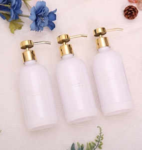 Ensemble de pots de crème corporelle cosmétique de luxe en or blanc 2oz 4oz 6oz 8oz et flacon pompe pour shampoing avec bouchon supérieur à disque doré - Product Image 5