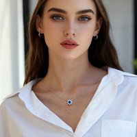 Saphir bleu tournesol diamant pendentif laboratoire cultivé diamant mode femmes bijoux Madonna Design or diamant pendentif