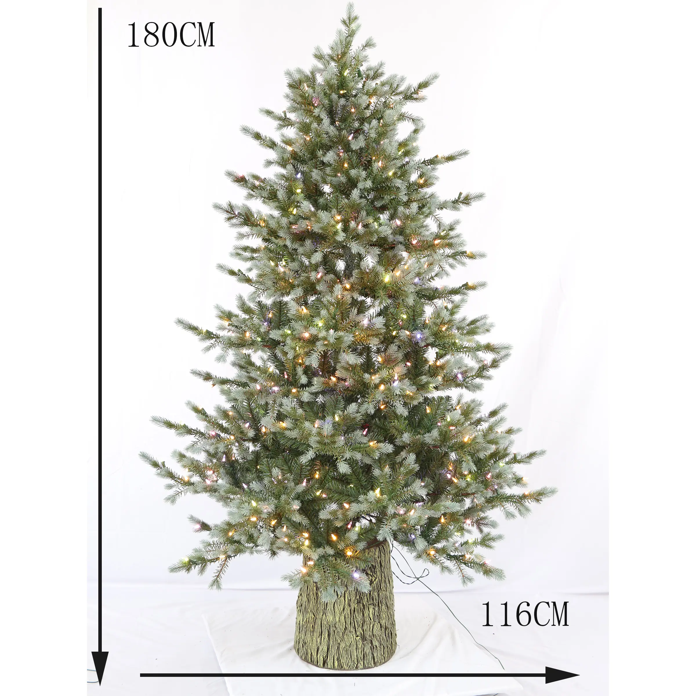 2023 diseño Popular árbol Artificial 6 pies doble Color Pe hojas Iike grano de madera lavabo de plástico árbol de Navidad con luces