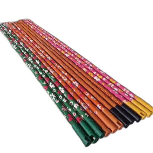 High Quality PVC Covered Wood Broom Stick with Flower Design