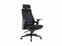 Chaise de bureau ergonomique moderne à dossier haut en maille avec accoudoirs fixes, support lombaire, pivotante, réglable en hauteur, pour visiteurs