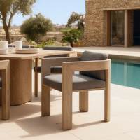 Ensemble de salle à manger d'extérieur en teck massif de qualité supérieure, résistant aux intempéries, mobilier haut de gamme pour villa