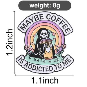 <span class=keywords><strong>Quizás</strong></span> el café esté obsesionado conmigo: Pin esmaltado de la Muerte con diseño de esqueleto arcoíris <span class=keywords><strong>y</strong></span> café, broche para decoración de mochila - Product Image 6