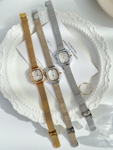 Scottie 9742 cuarzo lujo moda Simple impermeable Retro <span class=keywords><strong>dorado</strong></span> pequeño Dial malla aleación Correa reloj para <span class=keywords><strong>dama</strong></span> - Product Image 6