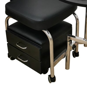 Mesa de Manicura Moderna con Silla de Pedicura en Negro, Blanco y Rosa, con Taburete Móvil para Peluquería - Product Image 3