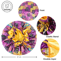 Fournisseurs de motifs Ankara africains personnalisés Bonnet de cheveux en dentelle à double épaisseur tendance colorée par sublimation féminine //