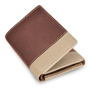 Cartera de Cuero Genuino para Hombre, Diseño Delgado, Ecológica, de Alta Calidad, Cierre Abierto, Color Sólido, Corta, de Poliéster - Product Image 1