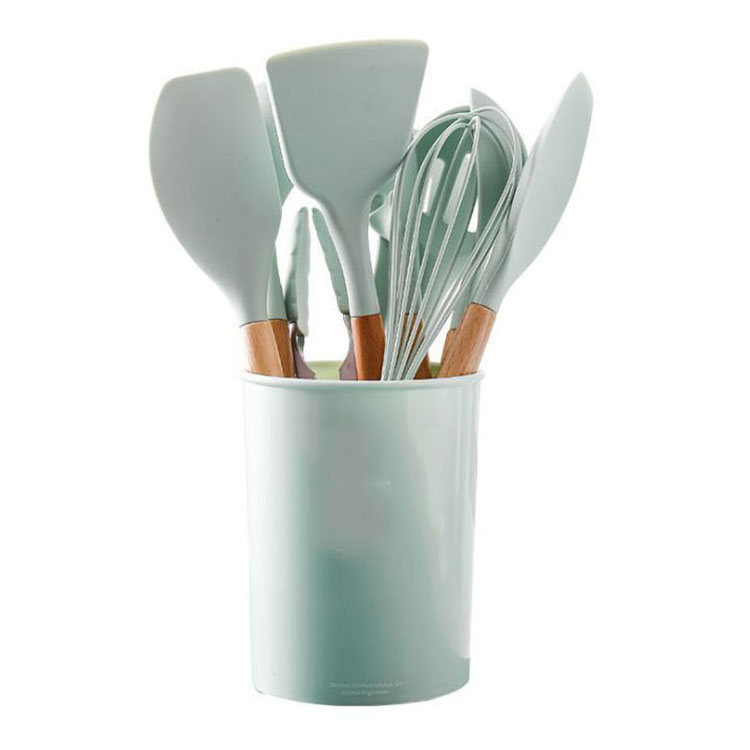 Silicone Spoon и Spatula Set, Wooden Utensils, Heat Resistant, House Hold Kitchen, Wholesale, Cheap Price