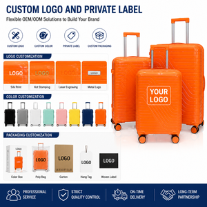 Set de Viaje de Equipaje de Mano, Maletas Rígidas de PP Naranja con Diseño Geométrico, Fabricante con Auditoría BSCI, Asa de Transporte, Surtido para Almacenamiento - Product Image 4