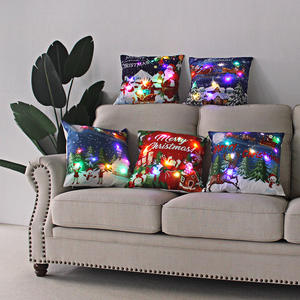 Sarung bantal Natal mewah dekorasi rumah dengan lampu LED 18x18 inci sarung bantal lampu Natal dekorasi rumah ruang tamu kamar tidur - Product Image 3