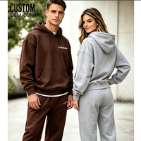 Ensemble survêtement unisexe personnalisé en molleton brodé à col ras du cou, coupe oversize, pour homme et femme, décontracté et sportif