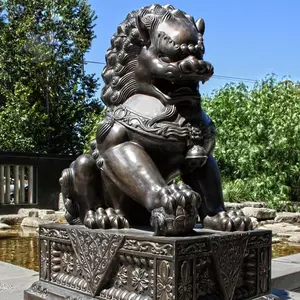 Chinesische Bronze Fu Hunde/Löwen statuen im Freien Skulptur Fengshui Metall Löwen skulptur