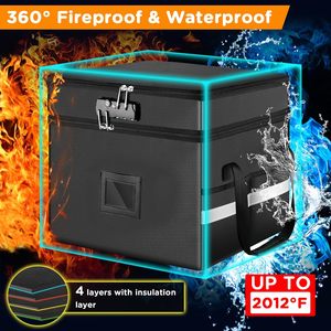 Caja Archivadora Portátil <span class=keywords><strong>de</strong></span> 2 Capas, Resistente al Fuego y al Agua, con Cierre, para Oficina y Hogar, Organizador <span class=keywords><strong>de</strong></span> Documentos con Cerradura, Almacenamiento Seguro <span class=keywords><strong>de</strong></span> Archivos, Silicona - Product Image 4