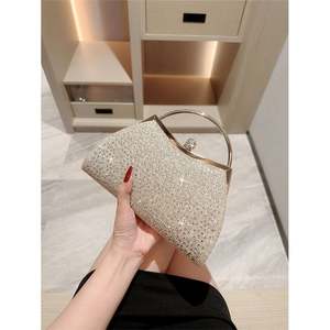 Bolso de Mano Tipo Clutch para Mujer, Bolso de Noche Brillante con Cadena de Diamantes de Imitación para Bodas y Fiestas - Product Image 5