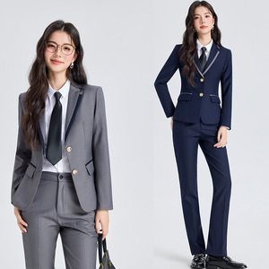 Women's Formal Suit Set Full Sleeve Anti-Wrinkle Polyester Viscose Work Commute Wear - Product Image 1