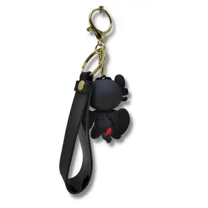 4CM Customized Creative Premium Decoration Pvc Rubber Keychain For Business With Metal Chain