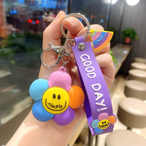 Sáng Tạo Cao Su Mặt Cười Keychain Dễ Thương PVC Hạnh Phúc Mặt Dây Chuyền Móc Khóa Vòng Chìa Khóa Cho Cô Gái Phụ Nữ Phụ Kiện - Product Image 2