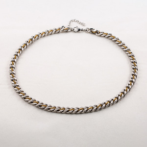 yunnique Cuban <b>Chain</b> Men's Necklace <b>Titanium</b> Steel Color Blocked Hand Wound Geometric Design Fashion Hip Hop Punk Style - Product Image 3