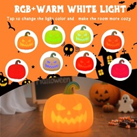 Lámpara de Noche de Silicona con Forma de Calabaza para Decoración de Halloween, Lámpara LED Táctil Regulable, Recargable, Libre de BPA, Venta al Por Mayor