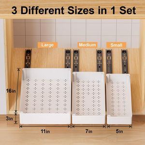 3 Pack Metal Pull Out Cabinet Organizer Kitchen and Bathroom Slide Out Drawers with Storage <strong>Shelf</strong> <strong>Box</strong> Packed - Product Image 2