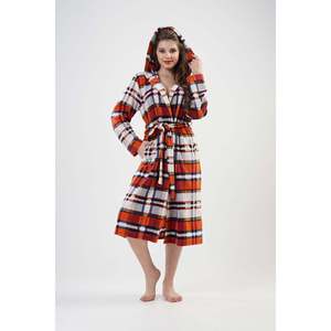 เสื้อคลุมยาวมีฮู้ดผ้าฟลีซสำหรับผู้หญิงพร้อมกระเป๋าสีน้ำตาลชุดนอนลำลอง - Product Image 1