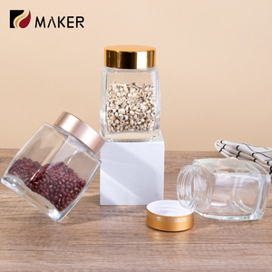 Pot en verre carré pour aliments Honey Bird's Nest Dispenser, avec couvercle métallique scellé, bouteille épaissie pour confiture et sauce chili, plusieurs tailles - Product Image 1