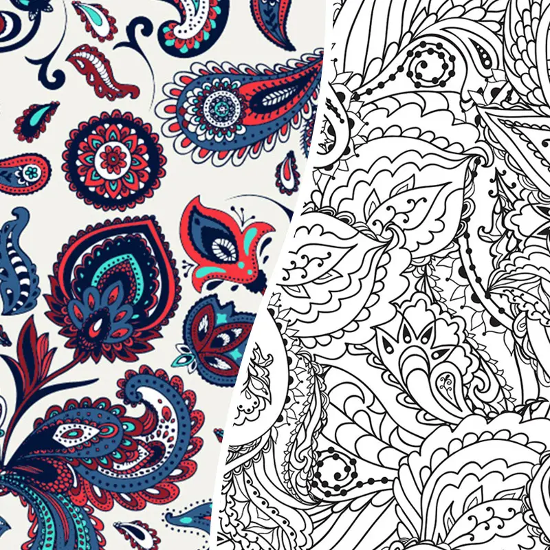 Venta al por mayor hermosa simple impresión de Paisley patrón tejido tela fina (13 patrones) para ropa de pantalones
