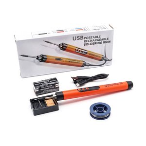 Fer à souder rechargeable USB 1000 mA, portable, alimenté par batterie, avec poignée crayon et étui orange - Product Image 2