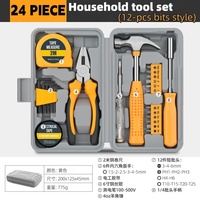 Fournisseur direct d'usine - Ensemble d'outils à main pour la maison de 24 pièces avec embouts de tournevis universels mixtes - Outils de réparation DIY rose/jaune tendance