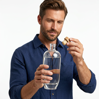 Bouteille en verre transparente personnalisée avec logo unique pour spiritueux, vodka, brandy, gin, rhum, whisky