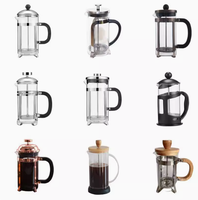 Vente en gros 350ml Double paroi Presse française Cafetière 12oz Haute Borosilicate Verre Transparent Caractéristique commerciale Cafetiere
