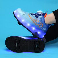 Chaussures de patin à roulettes lumineuses à LED pour enfants avec roues rétractables Chaussures de patinage sur glace pour enfants pour garçons Équipement de sport d'été