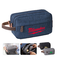 Trousse de Toilette Homme, Organisateur de Maquillage pour Homme, Étui de Voyage Cosmétique en Toile Zippé Rose, Petite Pochette en Coton Personnalisée pour Grossiste