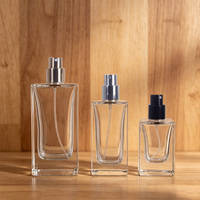 Flacons de parfum transparents Eric en verre 30ml 50ml 100ml – Distributeur carré portable à baïonnette pour crème de soin vide