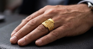 DIVYORO Premium <b>Mens</b> Gold Finish Ring <b>Copper</b> and Brass Fashion Jewelry Classic Design <b>for</b> Casual Business and Party Wear - Product Image 4