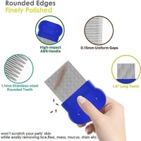Peigne professionnel double face pour animaux de compagnie, éliminateur de taches de larmes, anti-puces et poux, en acier inoxydable, pour toilettage chiens et chats, à dents arrondies