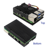 Kotak Pelindung Raspberry Pi 5 Asli Pabrik, Bahan Aluminium Alloy, Casing Logam dengan Pendingin Aktif dan Pasif Kipas Ganda PWM untuk Rpi5